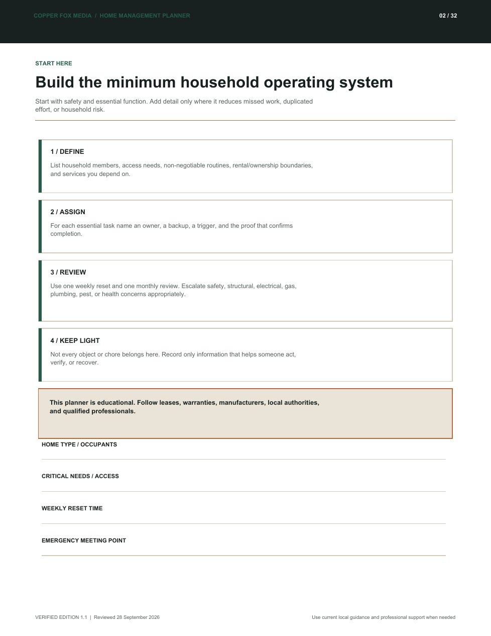 Home Management Planner: See the whole household week in one place